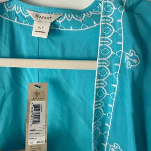 Ariat Misty Kimono Maui Blue‎ Open Front Embroidered Cardigan S/P NWT thumbnail 4