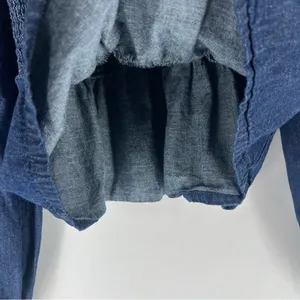 J.‎ Crew Dark Blue Chambray Smocked Puff Sleeve Top Peasant Milkmaid thumbnail 8