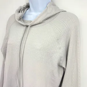 Athleta Hoodie Womens XL Grey Seamless Pointelle Knit Long Sleeve‎ Thumbhole thumbnail 3