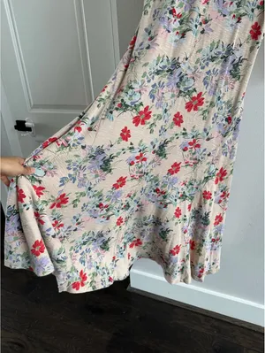 Polo Ralph Lauren Thermal Floral print knitted dress in beige XL thumbnail 6