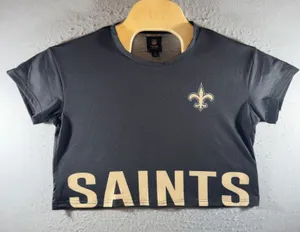 1685 | NWT NFL Team Apparel Saints Graphic Crop Top Black Womens M thumbnail 1