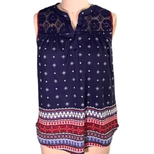 Absolutely Famous Ladies Boho Chic Blue Cami Tank Top Shirt Size M Medium ~Paisley Tank Top Blouse thumbnail 2