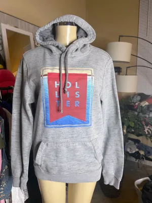 Hollister Grey Graphic Hoodie Size M Unisex Spell Out Logo thumbnail 6
