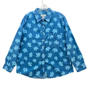 Haband Blue Leaf Cozy Flannel Y2K Vintage Button Down Long Sleeve Shirt XL‎ thumbnail 1