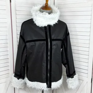 Princess Polly‎ Mariana Jacket Small Medium Black PU Faux Fur Lined Moto Biker thumbnail 7