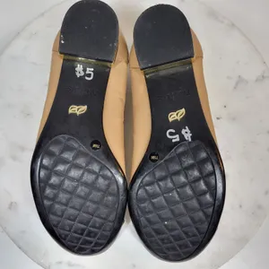 Nurture Luxford Ballet Flat Shoes Womens 7.5 Tan Black Leather Slip On Round Toe thumbnail 4