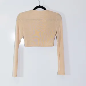 NEW Peppermayo Morning Mist Superlove Twist Front Long Sleeve Crop Top Beige 8 thumbnail 4