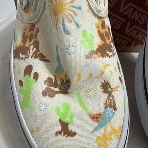 Vans Classic Slip On Shoes Womens 6.5 Get Outdoors Marshmallow Canvas Roadrunner thumbnail 2