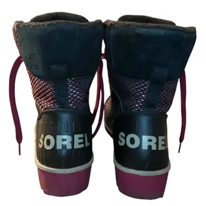 Sorel Tivoli II Boots Women Black Pink Plaid Waterproof‎ Apres Ski Fleece M thumbnail 4