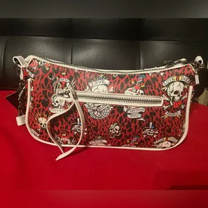 Ed Hardy Tattoo Print Shoulder Bag - Red and White thumbnail 5