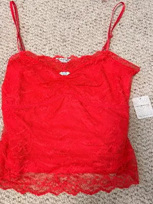 NWT Free People Intimately Lacey Essential Cami Red Lace Coquette Y2K Small thumbnail 4