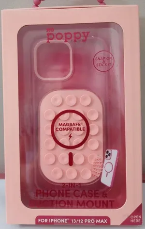 Poppy nwt pink peach 2 in 1 phone case and suction mount apple 13 / 12 pro max thumbnail 1