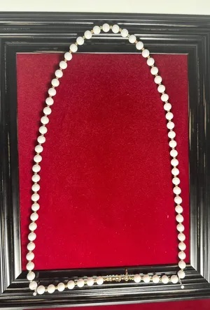Monet signed vintage gold tone white lucite bead necklace 32” thumbnail 1
