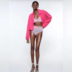 ZARA CROPPED COTTON Pink Jacket‎ /Over shirt Size M thumbnail 8
