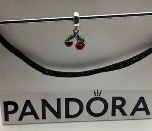 Pandora Asymmetrical Cherry Fruit Dangle Charm 791583C01 S925 ALE Red Enamel thumbnail 1