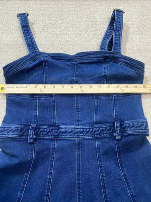 Free People Dark Indigo Denim Mini Dress Size L It has pockets on the sides. thumbnail 12