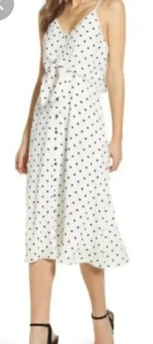 Bp Nordstrom NWT black dot tie front midi dress small thumbnail 1