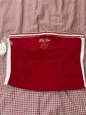 Limited Too Y2K Women’s ' Red Velour tube top with Embroidered Number thumbnail 2