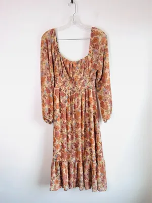 Solaí The Label Peach-Orange‎ Boho Floral Maxidress | Size S thumbnail 2
