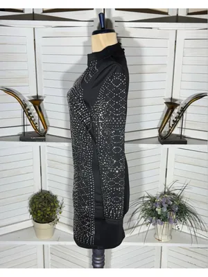 Vintage Y2K studded dress bodycon black punk goth rave alt edgy biker grunge M L thumbnail 4