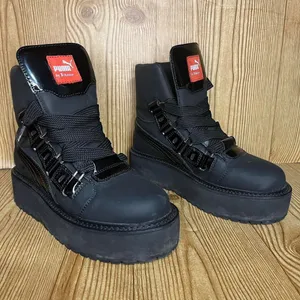 Puma x Fenty by Rihanna SB Black eyelet sneaker platform boots M7 W8 rare thumbnail 2