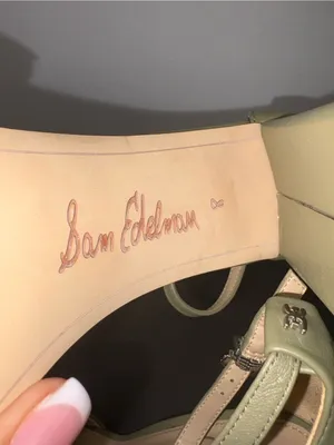 Olive Green High Block Heel Ankle Strap Sandal Sam Edelman Size 8 thumbnail 9