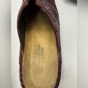 NAOT EMBROIDERED RED LEATHER MULES Clogs Western Artisan Art to Wear thumbnail 11