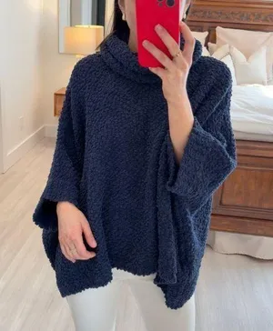 Navy Knit Turtle Neck Sweater Blue thumbnail 1
