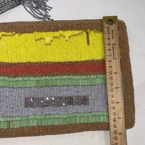 Anthropologie Jasper & Jeera Y2K Gold Silver Sequin Beaded Clutch Evening Bag thumbnail 5