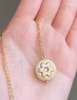 Handmade quality Czech glass flower bead fairy boho retro style necklace🌿✨ thumbnail 4