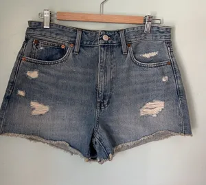 Madewell Shorts Womens Size 28 Blue Distressed Relaxed Short Length‎ Denim thumbnail 1