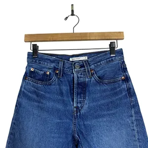 Levis Wedgie Straight Distressed High Rise Jeans Medium Wash Blue Size 25 thumbnail 2