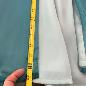 Kay Unger Blue Strapless Ruched Column Gown Side Slit Size 6 thumbnail 9
