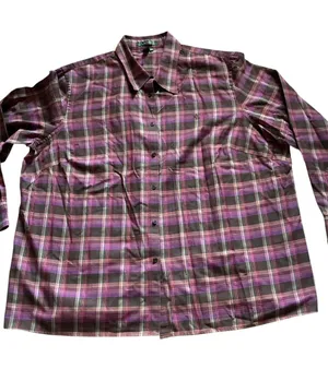 Ralph Lauren women’s plaid button down long sleeve shirt purple green size 2X thumbnail 1
