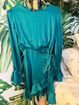 Mustard seed satin green dress S thumbnail 4
