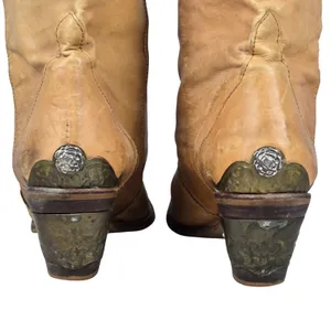 Endicott Johnson Vintage Tan Leather Western Cowgirl Boots Metal Accents 8.5B thumbnail 4