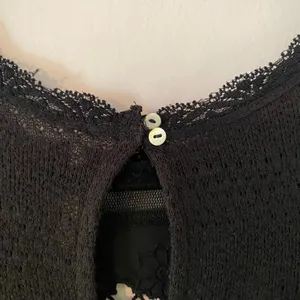 Free People Black Lace Boho Sheer Whimsygoth Blouse Feminine Women's size XS thumbnail 6