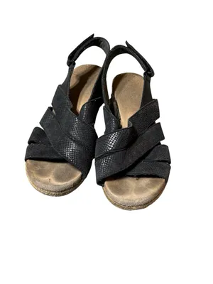 Clarks Lafley Krissy Black Leather Espadrille Wedge Sandals Womens Size 7.5 M thumbnail 2