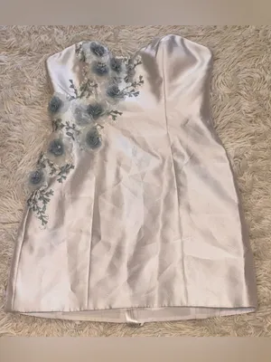 NEW Dessy Collection 3D Floral Embellished Sleeveless White Minidress Sz 4 thumbnail 4