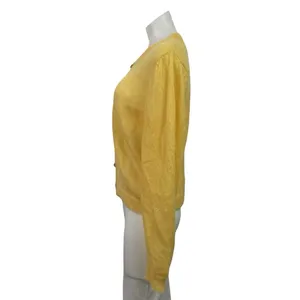 Two Thirds Women's Yellow Alpaca Button Down Long Sleeve Cardigan Sweater Top M thumbnail 2