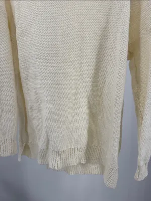 American Eagle Outfitters Cream Crewneck cable Knit Sweater wool blend L winter thumbnail 4