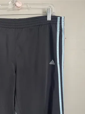 ADIDAS Black Track Pants with Light Blue Stripes Sz S thumbnail 3
