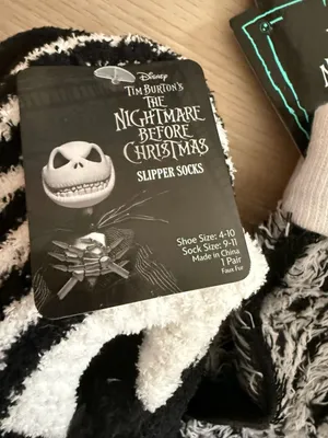 Disney Tim Burton's The Nightmare Before Christmas Slipper Socks and Crew Socks thumbnail 2