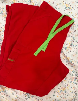 Landau Red W/Green accent Scrub Pants PSM thumbnail 1