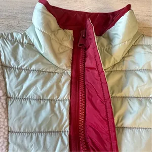 Urban Outfitters UO Mixed Media Sherpa Fleece Windbreaker Jacket Cream‎ Green Lg thumbnail 7