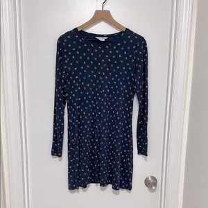 BODEN‎ | Woman's Blue Polka Dot Confetti Long Sleeve Swing Tunic Mini Dress, 8R thumbnail 3