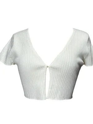 REFORMATION Anny Knit Cropped Cardigan, Gossamer, Small thumbnail 10