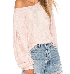 Free People Pink Velvet top M thumbnail 1