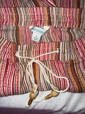 Sundance Pink Tan Stripe elastic Waist Bakari Beachy Pants Roll Tab Hem S pocket thumbnail 10