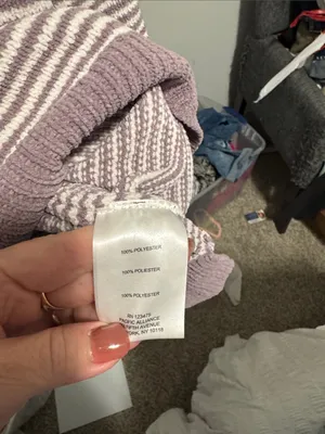 Jones New York Lilac and White Striped Crewneck Sweater thumbnail 3